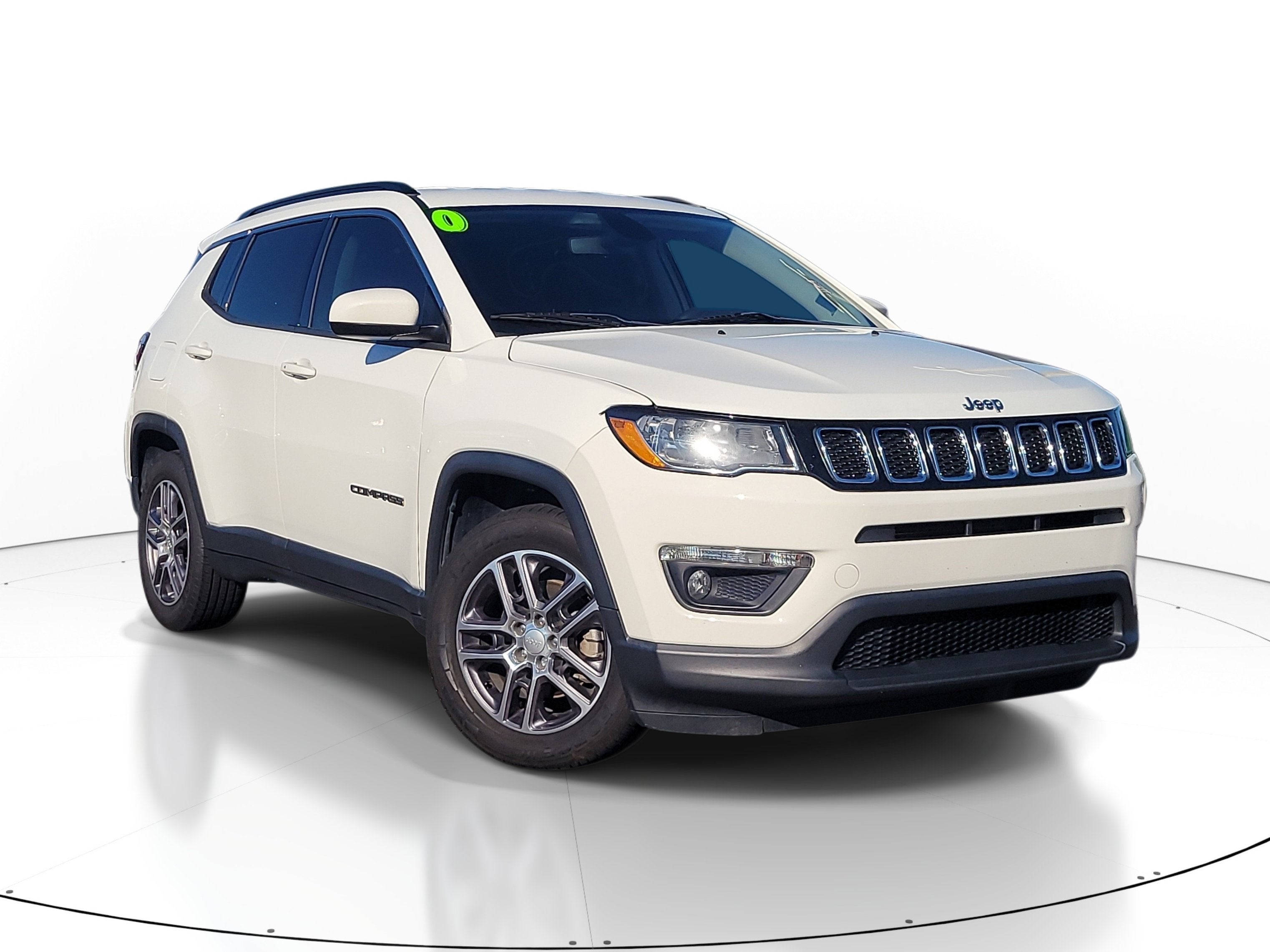 2020 Jeep Compass Latitude in White Clearcoat — front three-quarter view